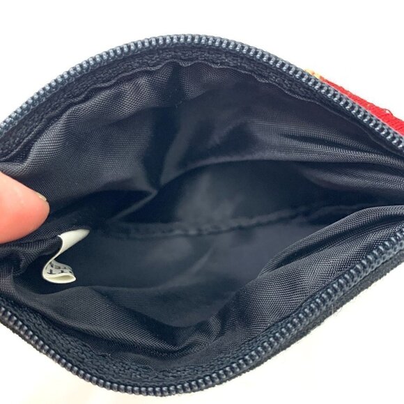 Embroidered Floral Cotton Zip Wallet-Red/Orange/Green/Black, Guatemala 4.5"x3.5" - Picture 3 of 6